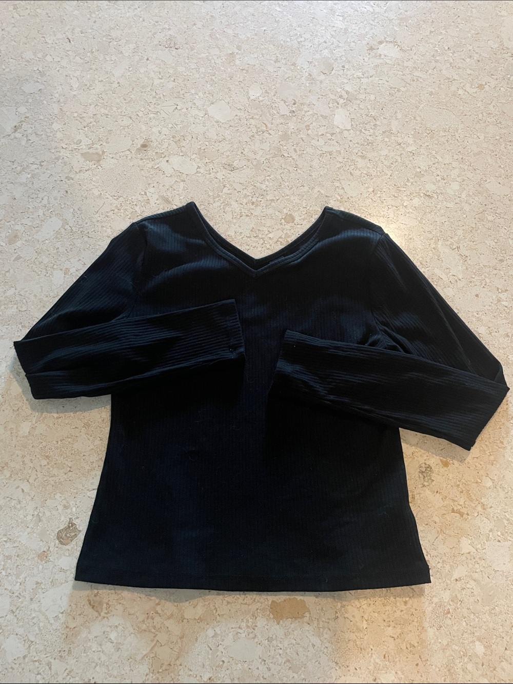 Old Navy Black Ribbed V-Neck Long Sleeve Top